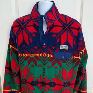 Polo by Ralph Lauren Red and Blue Fleece Pullover, XL, Excellent Condition